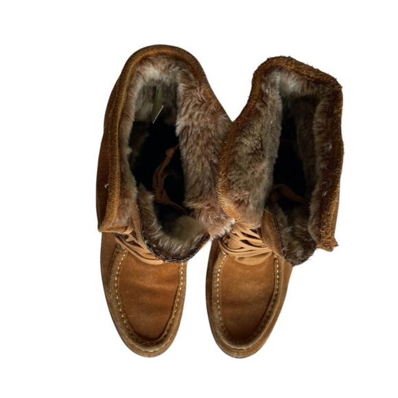 ISO Isotoner Vanessa Suede Leather Wedge Heel Boot Chestnut Brown Womens Size 8 - Picture 2 of 14